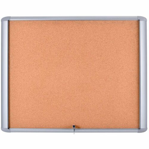 Bi-silque  Corkboard,Enclosed,Water-Resistant,26-1/2"x30",LBN