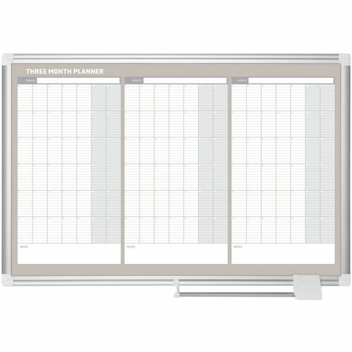 Bi-silque  Calendar Board,3-Month,Magnetic,Steel,24"x36",WE