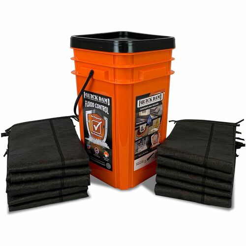 Absorbent Specialty Products  Flood Control Barriers,w/Bucket,4 Gal Cap,10'Lx3.5"H,BK/OE