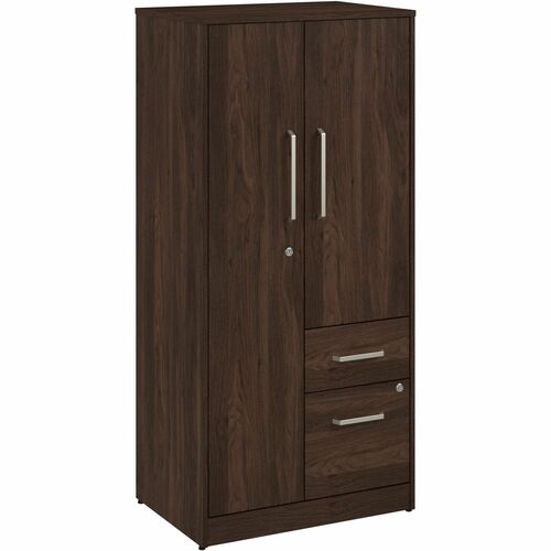 Bush Business Furniture  Wardrobe Cabinet,w/2Drawers,29"x20"x61",Black Walnut
