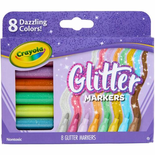 Crayola  Glitter Markers, Nontoxic, 8/ST, Assorted