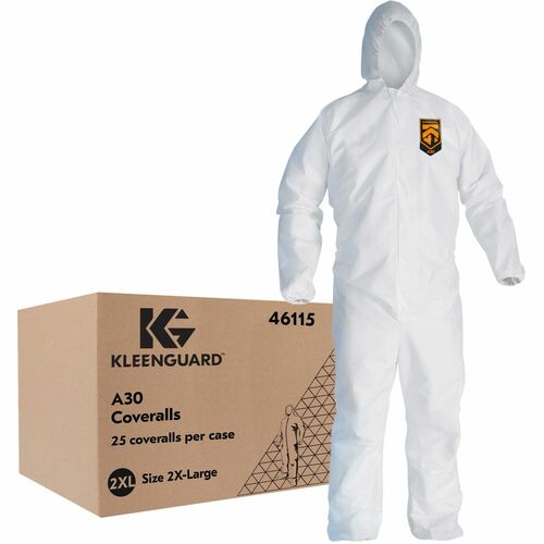 Ansell Healthcare Products  Coveralls,Zipper,Elastic Hood/Back/Wrist/Ankle,2X,25/CT,WE