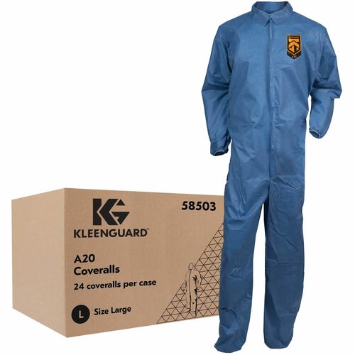 Ansell Healthcare Products  Coveralls,ZipperFront,Elastic Back/Wrist/Ankle,L,24/CT,WE