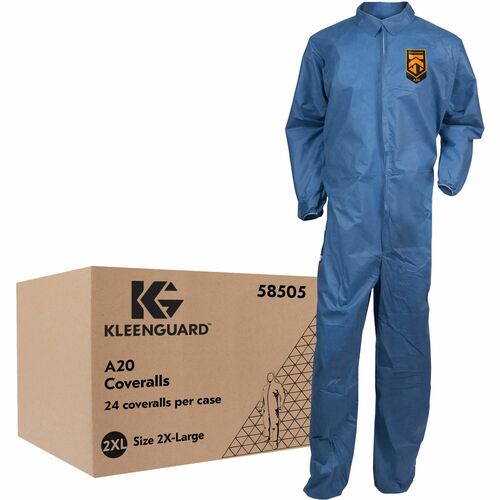 Ansell Healthcare Products  Coveralls,ZipperFront,Elastic Back/Wrist/Ankle,2X,24/CT,WE