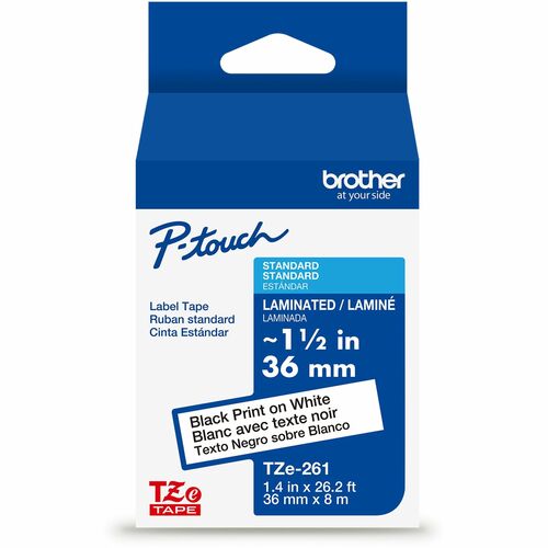 Brother  Label Tape,Laminated,f/P-touch,1.4"x26.2',BlackonWhite