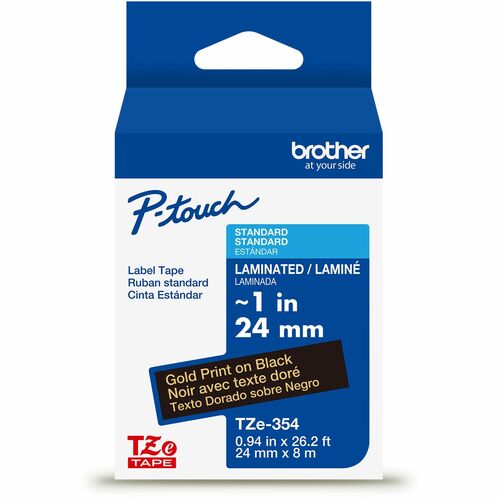 Brother  Label Tape,Laminated,f/P-touch,0.7"x26.2',WhiteonBlack