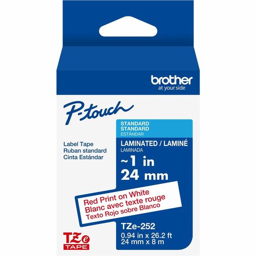 Brother  Label Tape,Laminated,f/P-touch,0.94"x26.2',RedonWhite