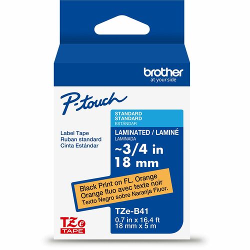 Brother  Label Tape,Lamin,f/P-touch,0.7"x26.2',BlackonFlu.Orange
