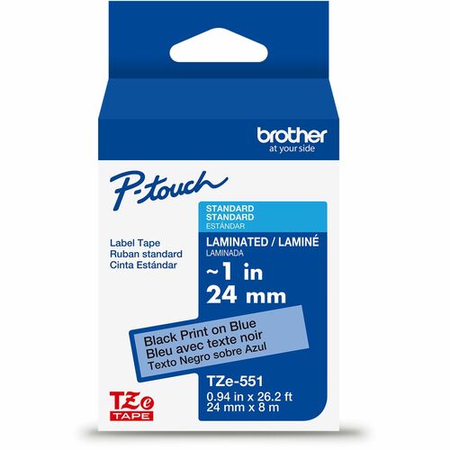 Brother  Label Tape,Laminated,f/P-touch,0.94"x26.2',BlackonBlue