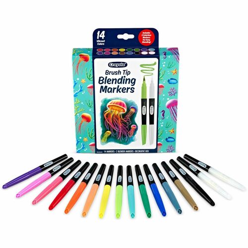 Crayola  Markers,Blending,w/2 Colorless Blenders,14 Colors,16/PK,AST