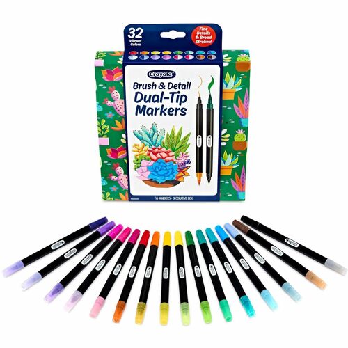 Crayola  Markers,Dual-Ended,Chisel,32 Colors,16/PK,AST