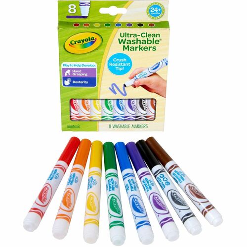 Crayola  Markers,f/Toddlers,Crush-Resistant,Dot Tip,Nontoxic,8/PK,AST