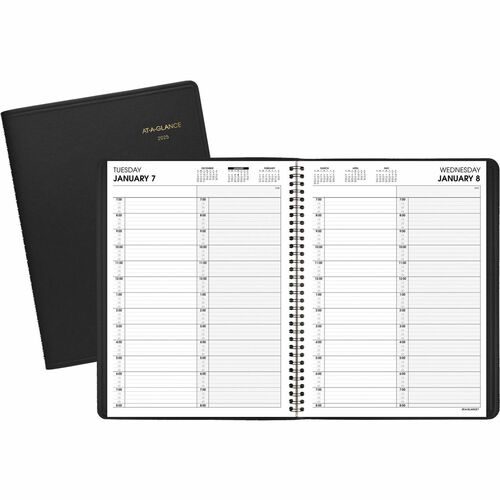 AT-A-GLANCE  2 Person Apptmt Book,1DPP,Jan-Dec,1/4Hrly,8"x10-7/8", BK
