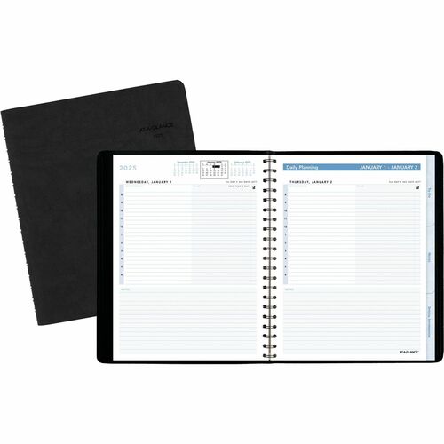 AT-A-GLANCE  Daily Action Planner,Tabbed, Pocket,1DPP,6-7/8"x8-3/4", BLK