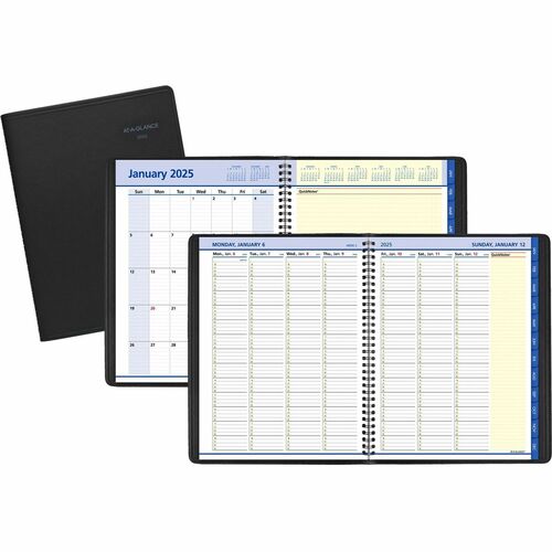 AT-A-GLANCE  Weekly/Monthly Planner,12 Mths Jan-Dec,10-7/8"x8-1/4", BK