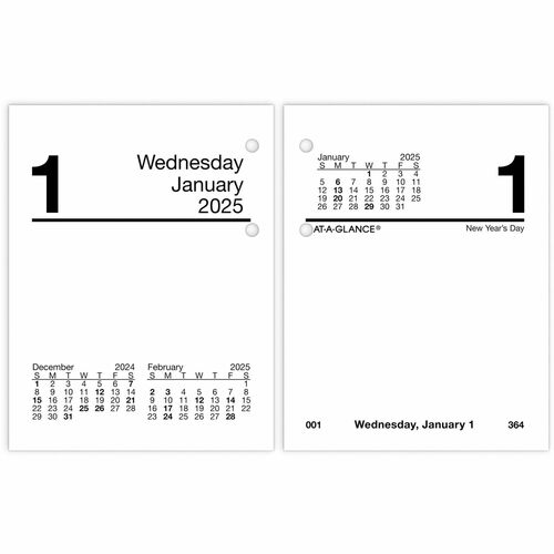 AT-A-GLANCE  Compact Desk Calendar Refill F/E19 Base,w/Tabs,3-3/4"x3"