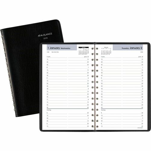 AT-A-GLANCE  Daily Appointment Book,12 Mth Jan-Dec, 4-7/8"x8", BK