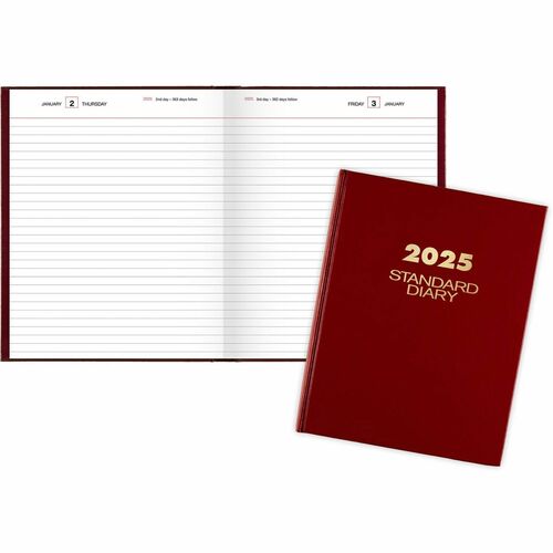 AT-A-GLANCE  Daily Business Diary,Jan-Dec,1PPD,7-1/2"x9-7/16"Pg Sz,Red