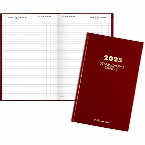 AT-A-GLANCE  Daily Journal,Jan-Dec,1PPD,7-11/16"x12-1/8"Page Size,Red