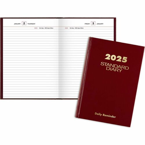 AT-A-GLANCE  Daily Reminder Business Diary,Jan-Dec,1PPD,5-3/4"x8-1/4",Red