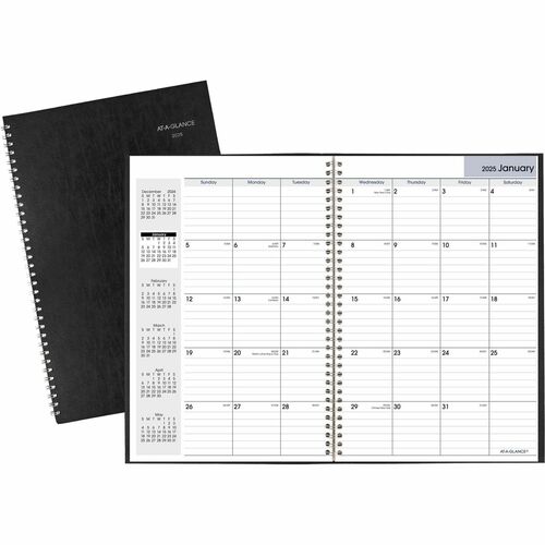 AT-A-GLANCE  14-Month Planner, 2PPM, Wirebound, 7-7/8"x11-7/8", Black