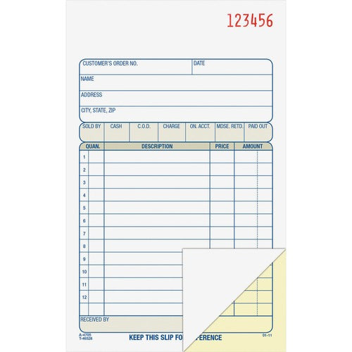 Adams  Sales Order Book, 2-Part, 50 Sets, 4-3/16"x7-3/16"