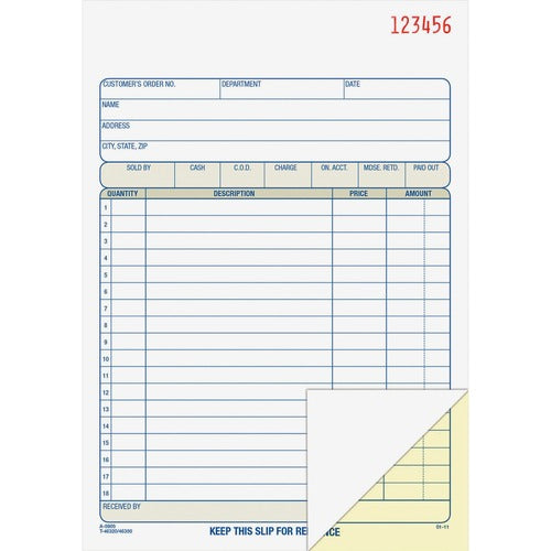 Adams  Sales Order Book, 2-Part, 50 Sets, 5-9/16"x8-7/16"