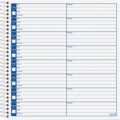 Adams  Voice Mail Log Book, 480 Messages, 8-1/2"x8-1/4", 2BK/PK
