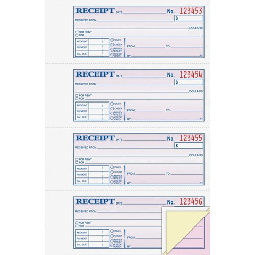 Adams  Receipt Book,Carbonless,3-Part,11"x7-5/8",100Sets/BK,Multi
