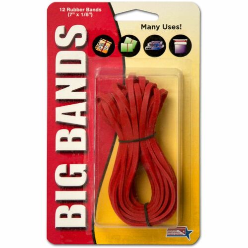 Alliance Rubber Company  Big Rubber Bands, 117B, 7"x1/8", 12/PK, Red