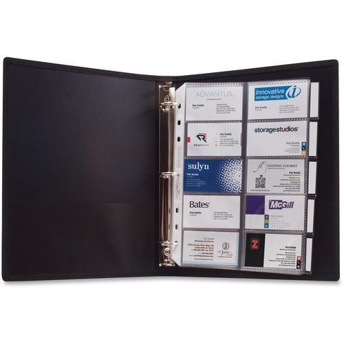 U.S. Gerslyn LLC  3-Ring Business Card Binder, 100 Card Cap, 8-1/2"x11", Black