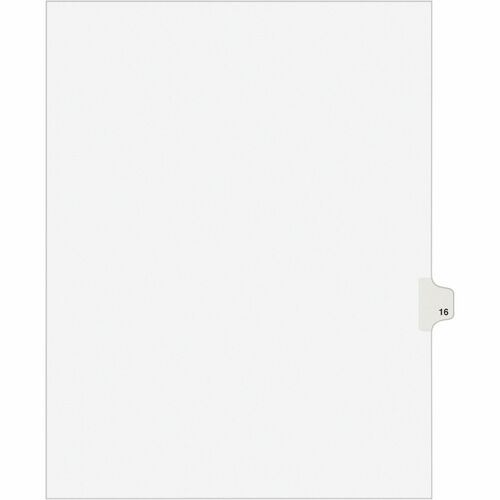 Avery  Index Divider, "16", Side Tab, 8-1/2"x11", 25/PK, White