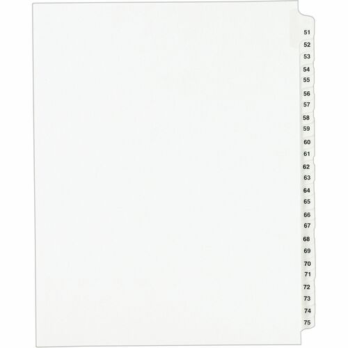 Avery  Index Dividers, Exhibit 51-75, Side Tab, 25/ST, WE