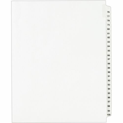 Avery  Index Dividers, Exhibit 76-100, Side Tab, 25/ST, WE