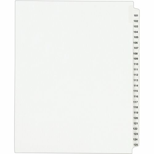 Avery  Index Dividers, Side Tab, 101-125, 8-1/2"x11", 25/ST, White