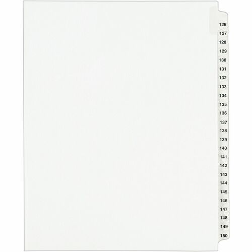 Avery  Index Dividers, Side Tab, 126-150, 8-1/2"x11", 25/ST, White