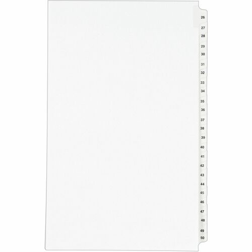 Avery  Index Divider, Side Tab, 26-50, 14"x8-1/2", 25/ST, White