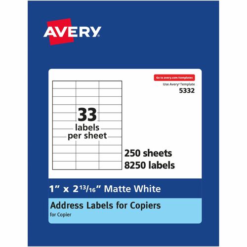 Avery  Copier Label, Mailing, 1"x2-3/16", 8250/BX, White