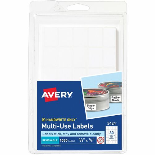 Avery  Multipurpose Labels,Removable,5/8"x7/8",1050/PK,White