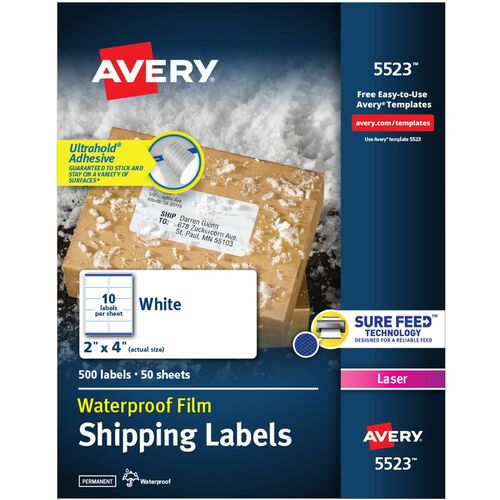 Avery  Mailing Labels, Weatherproof, 2"x4", 500/PK, WE