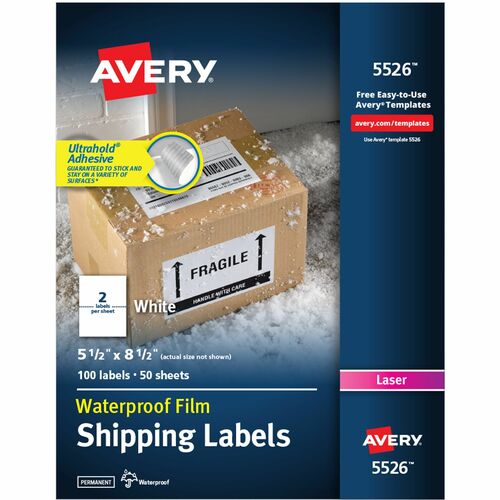 Avery  Mailing Labels, Weatherproof, 5-1/2"x8-1/2",100/PK, WE