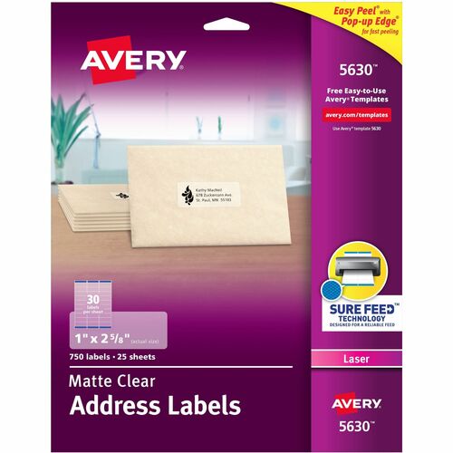 Avery  Laser Labels, Address, 1"x2-5/8", 750/BX, Matte CL