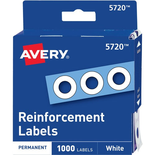 Avery  Reinforcements, Roll Dispnsr,1/4" Diameter, 1000/PK, White