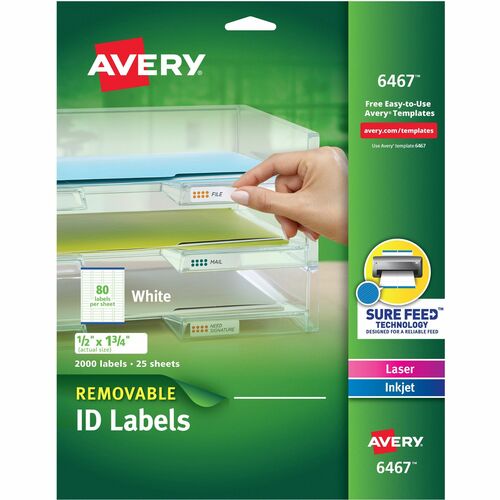 Avery  Laser/Inkjet Labels,Removable, 1/2"x1-3/4",2000/PK,WE