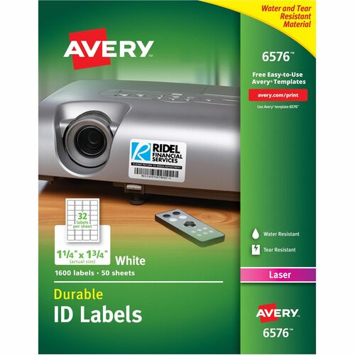 Avery  Durable ID Labels,Laser,Permanent,1-1/4"x1-3/4",1600/PK,WE