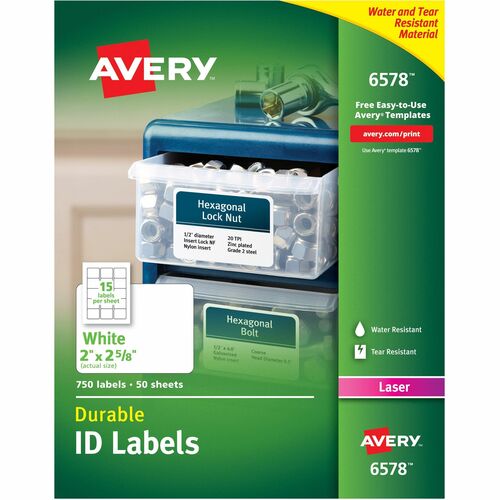 Avery  Durable ID Labels,Laser,Permanent,2"x2-5/8",750/PK,WE