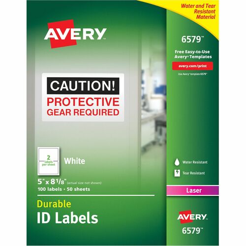 Avery  Durable ID Labels,Laser,Permanent,5"x8-1/8",100/PK,WE