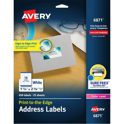 Avery  Laser Labels,Matte,Mailing,1-1/4"x2-3/8",450/PK,WE