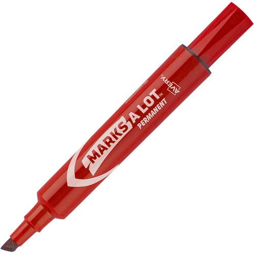 Avery  Markers, Permanent Ink, 3/16"Chisel Point, Red Ink