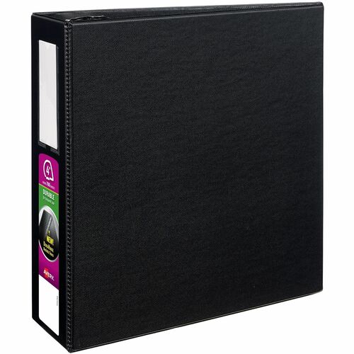 Avery  Slant Ring Binder W/Label Holder, 4"Cap, 11"x8-1/2", Black